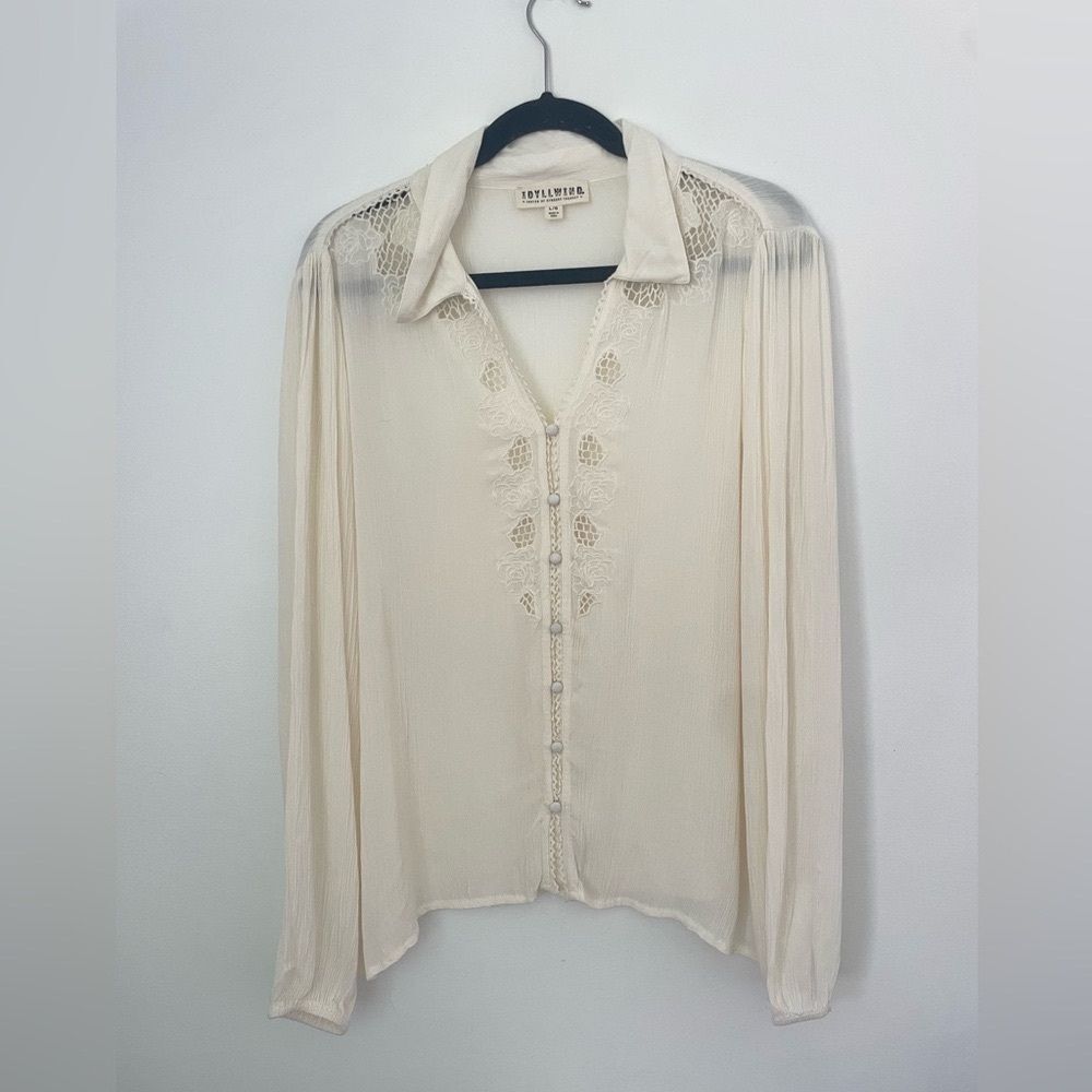 Idyllwind By Miranda Lambert Womens Cream Blouse Size xl Western Flowy Boho